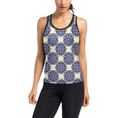 lotus Boho Pattern Print Design LO08 Women's Racerback Tank Top