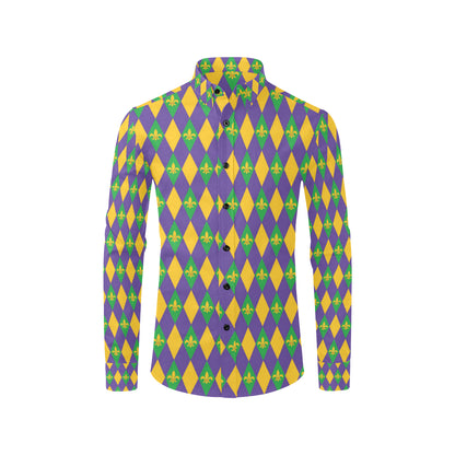 Mardi Gras Pattern Print Design 05 Men's Long Sleeve Shirt