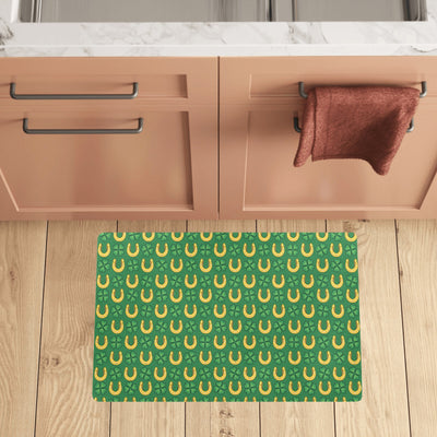 Shamrock Horseshoes Print Pattern Kitchen Mat