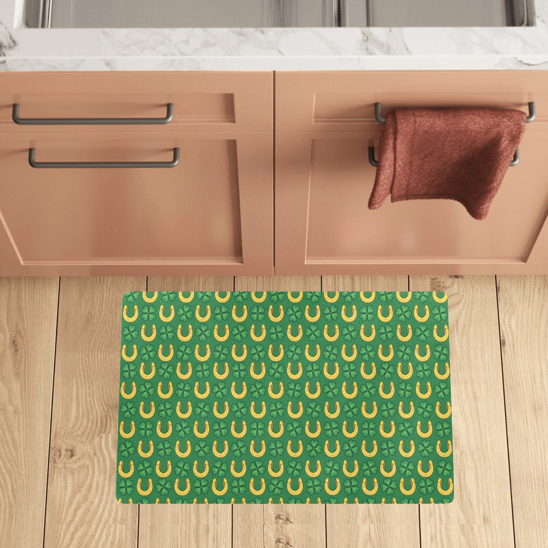 Shamrock Horseshoes Print Pattern Kitchen Mat