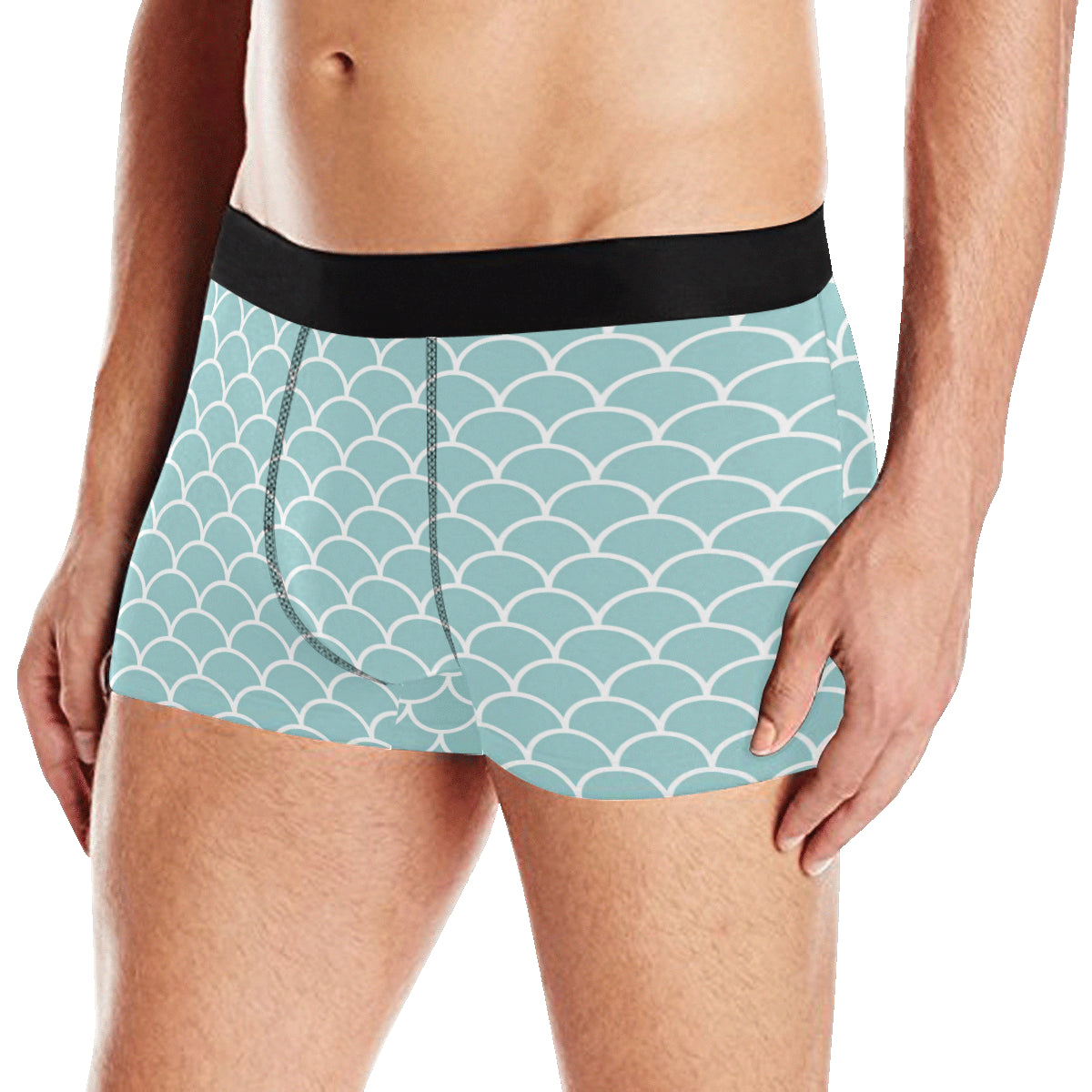 Scales Teal Pattern Print Design 02 Men's Boxer Briefs