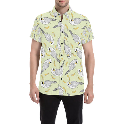 Parakeet Pattern Print Design A03 Men's Short Sleeve Button Up Shirt