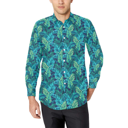 Banana Leaf Pattern Print Design 06 Men's Long Sleeve Shirt