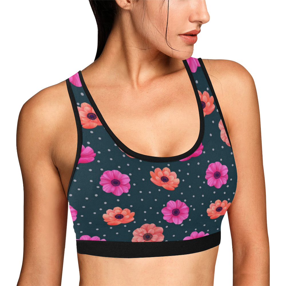 Anemone Pattern Print Design AM08 Sports Bra
