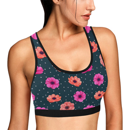 Anemone Pattern Print Design AM08 Sports Bra