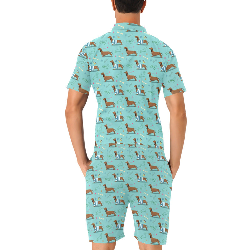 Dachshund Paw Decorative Print Pattern Men's Romper