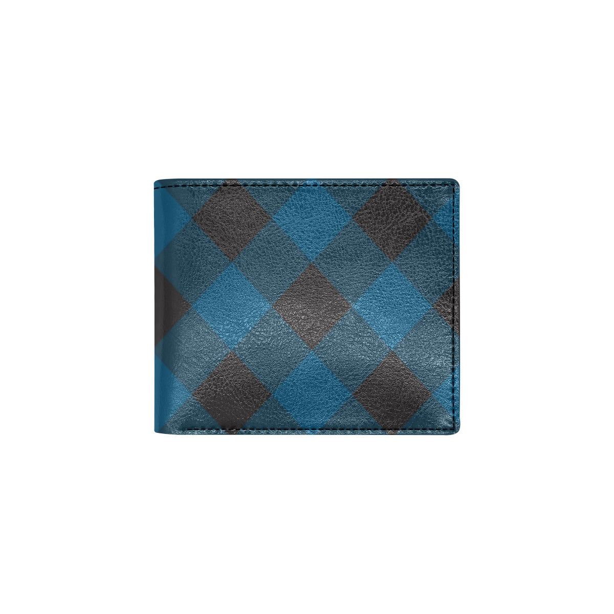 Plaid Blue Pattern Print Design A04 Men's ID Card Wallet