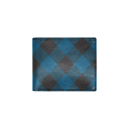 Plaid Blue Pattern Print Design A04 Men's ID Card Wallet
