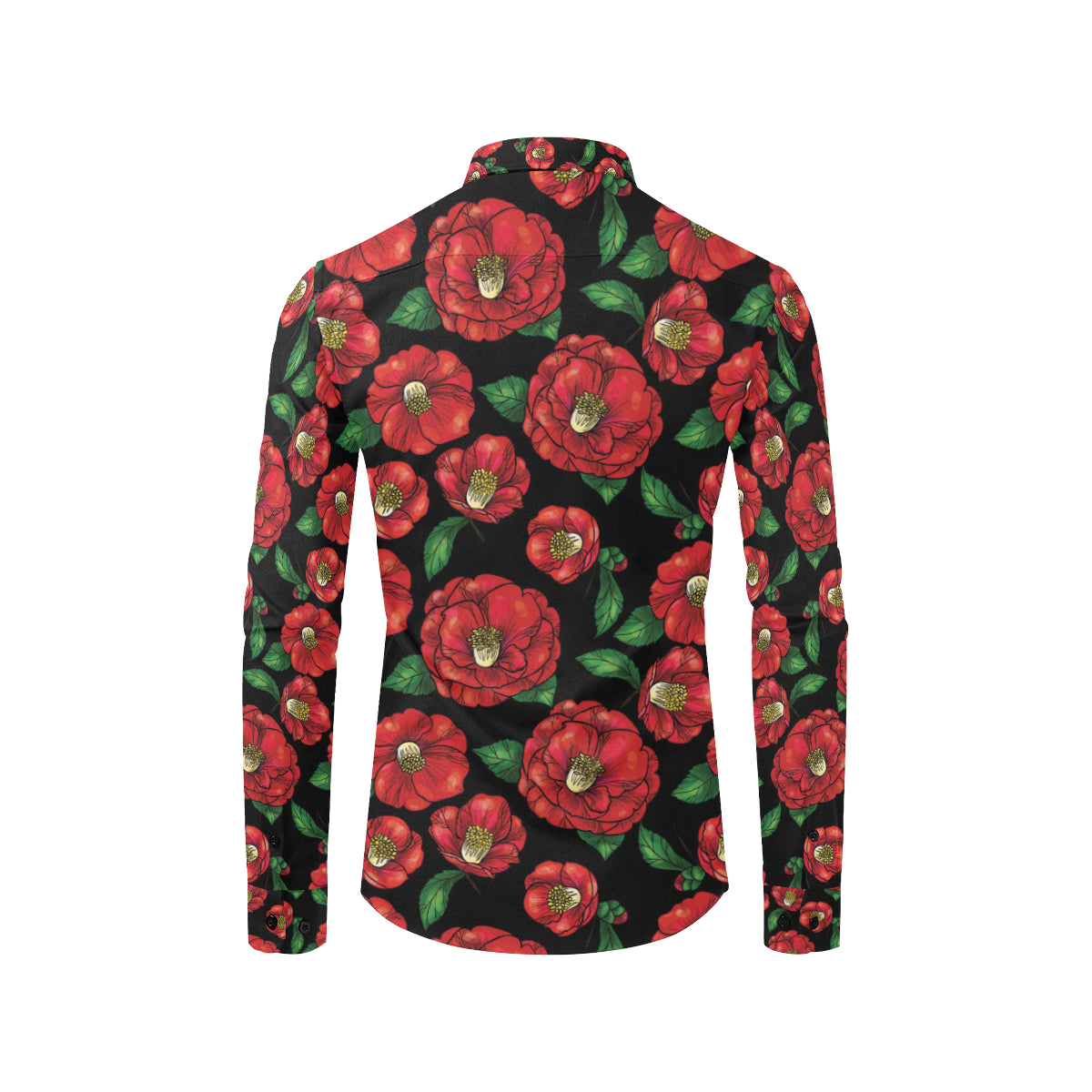 Camellia Pattern Print Design CM07 Men's Long Sleeve Shirt