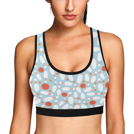 Bowling Pattern Print Design 09 Sports Bra