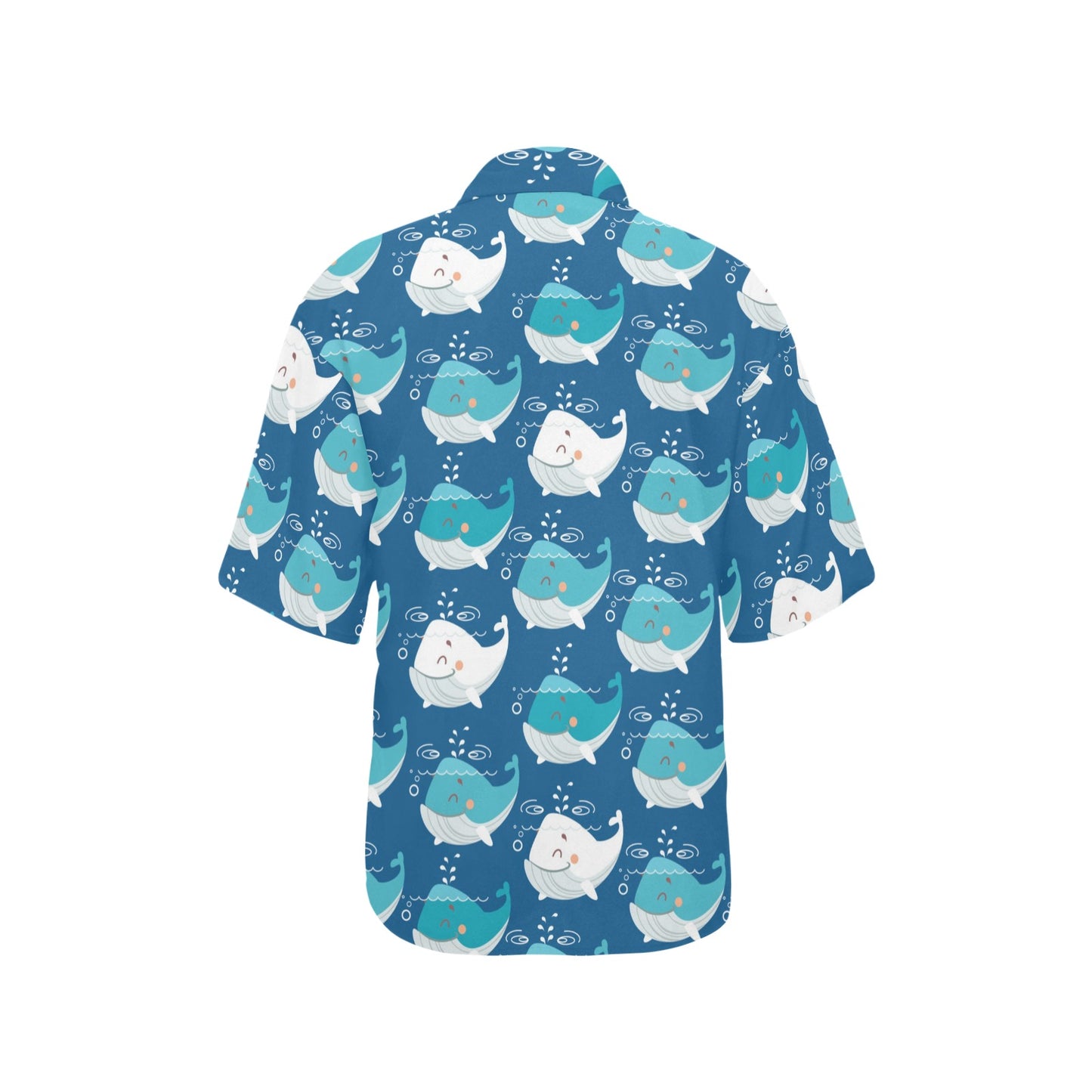 Blue Whale Pattern Print Design 01 Women's Hawaiian Shirt