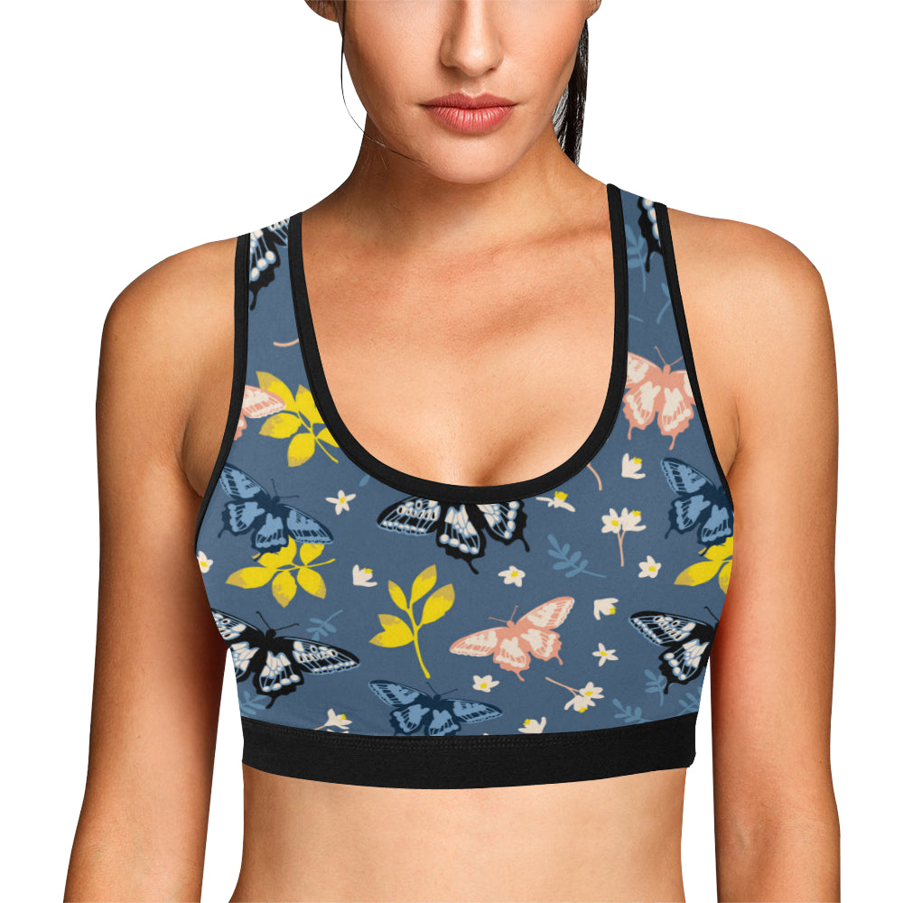 Monarch Butterfly Pattern Print Design 02 Sports Bra