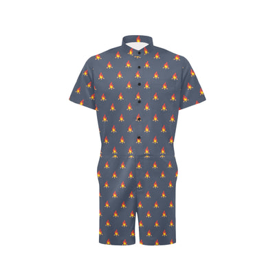 Campfire Pattern Print Design 02 Men's Romper