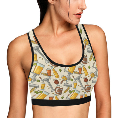 Beer Pattern Print Design 05 Sports Bra