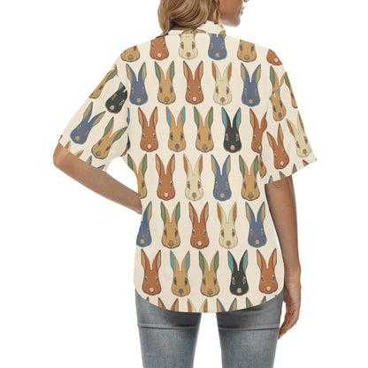 Rabbit Pattern Print Design RB04 Women's Hawaiian Shirt