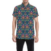 lotus Boho Pattern Print Design LO04 Men's Short Sleeve Button Up Shirt