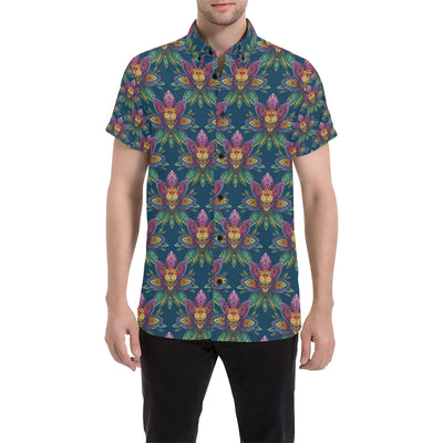 lotus Boho Pattern Print Design LO04 Men's Short Sleeve Button Up Shirt