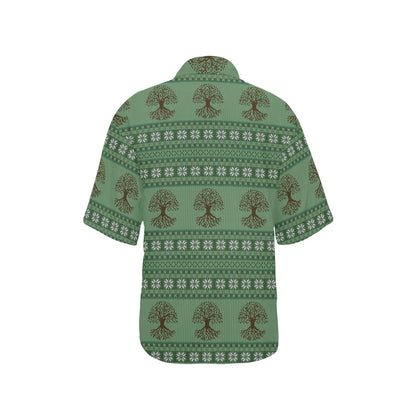 Tree Of Life Knit Style Print Design LKS301 Women's Hawaiian Shirt