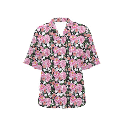 Dahlia Pattern Print Design 02 Women's Hawaiian Shirt