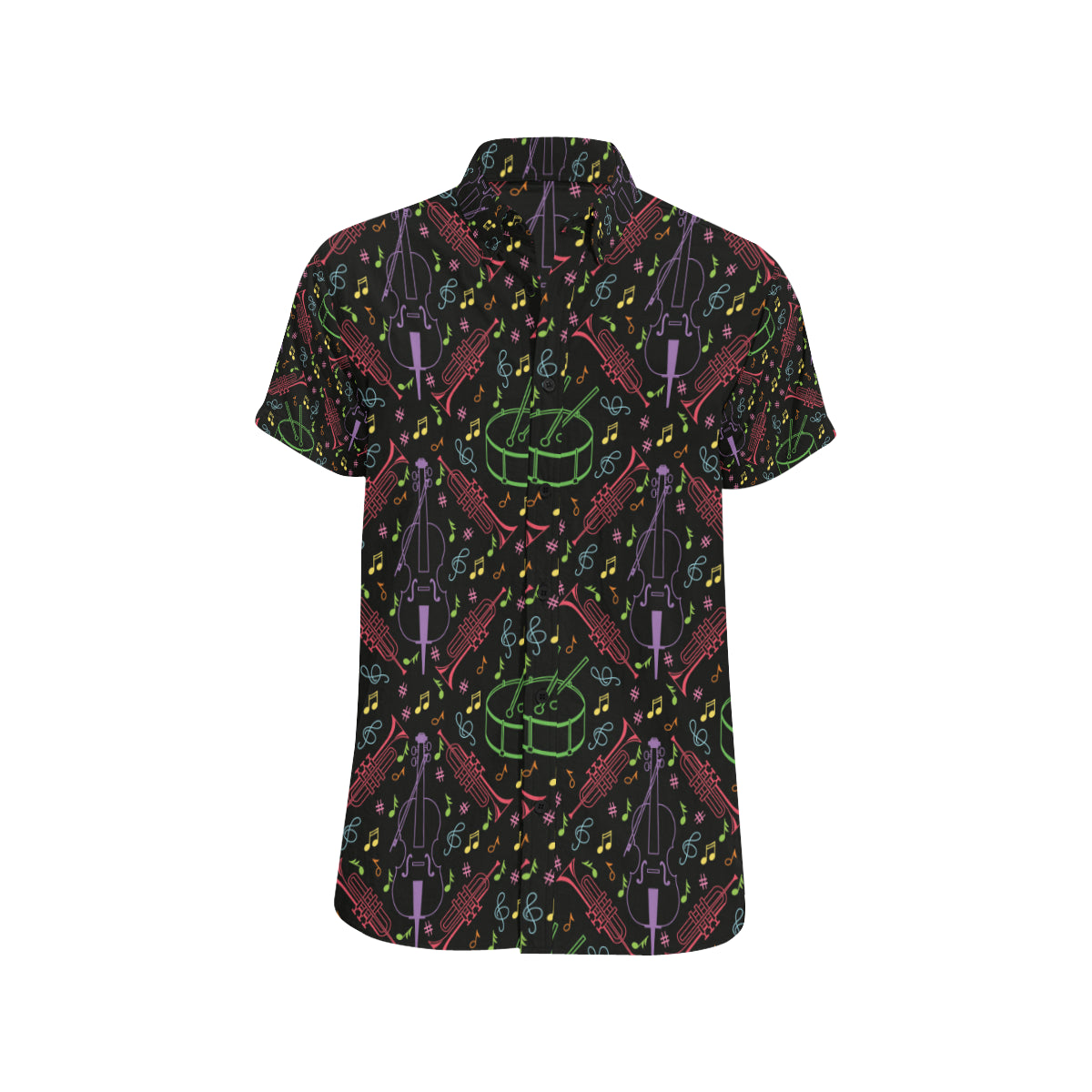 Cello Neon Pattern Print Design 02 Men's Short Sleeve Button Up Shirt
