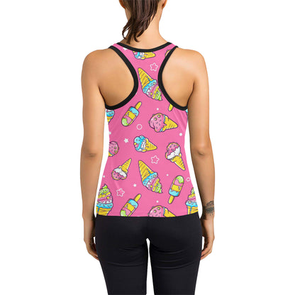 Ice Cream Pattern Print Design IC04 Women's Racerback Tank Top