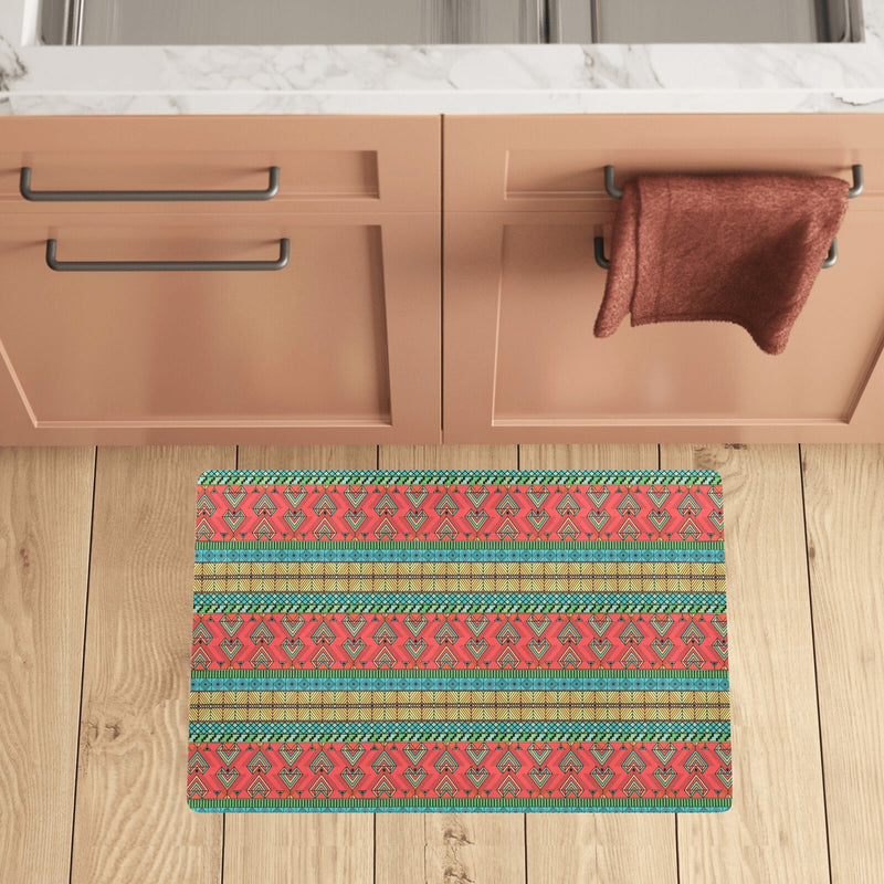 African Colorful Zigzag Print Pattern Kitchen Mat