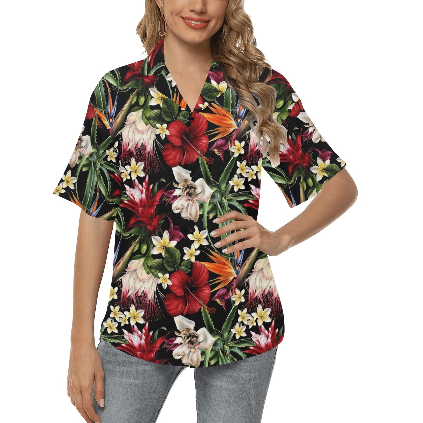 Summer Floral Pattern Print Design SF03 Women's Hawaiian Shirt