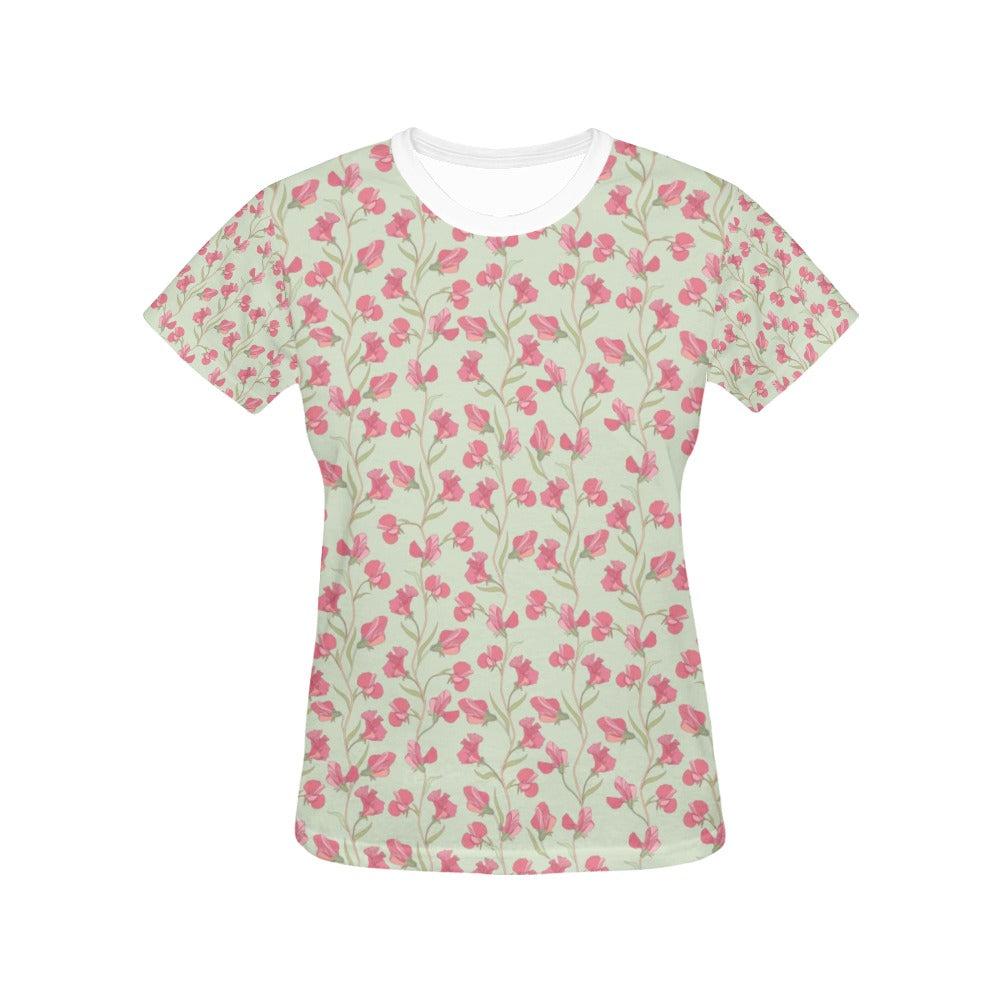 Sweet Pea Print Design LKS301 Women's  T-shirt