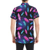 Feather Colorful Boho Design Print Men's Short Sleeve Button Up Shirt