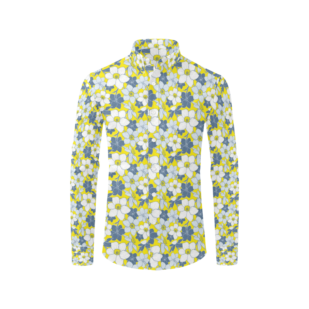 Daffodils Pattern Print Design 01 Men's Long Sleeve Shirt