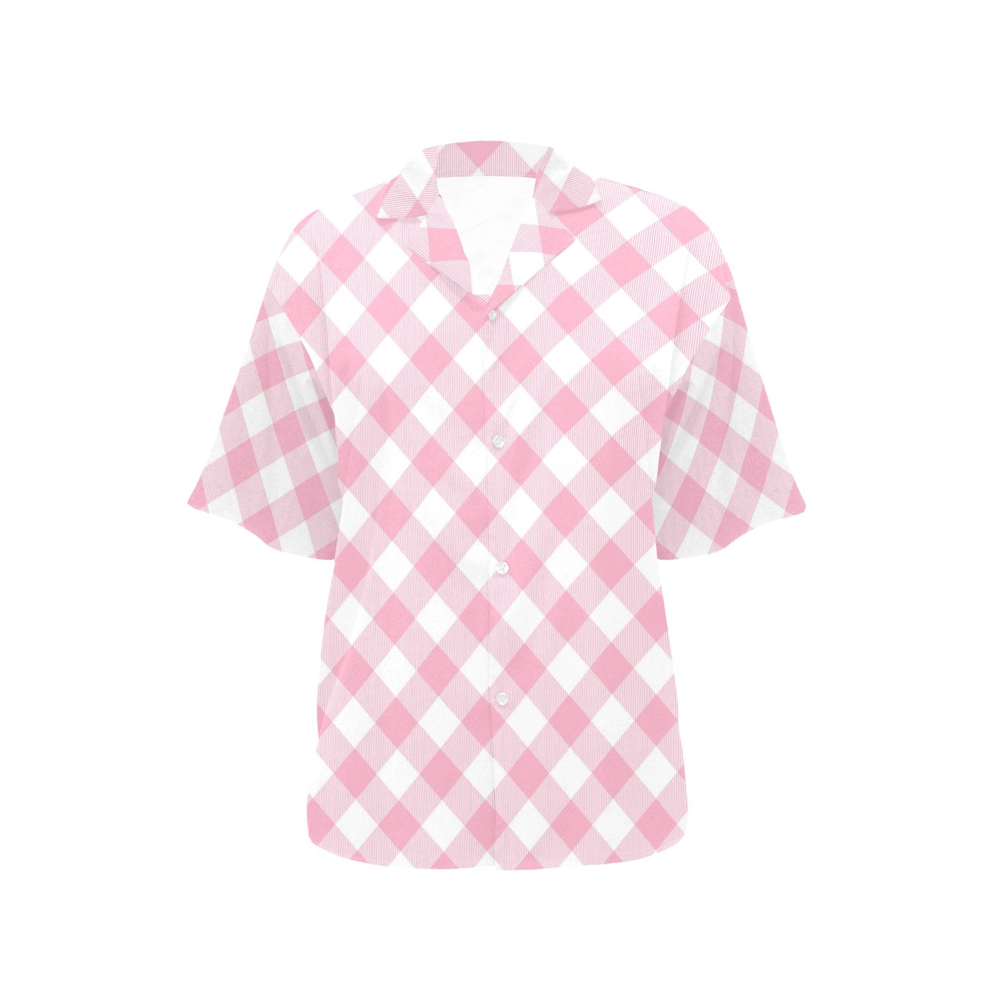 Gingham Pink Pattern Print Design 02 Women's Hawaiian Shirt