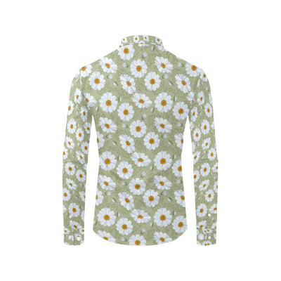 Daisy Yellow Print Pattern Men's Long Sleeve Shirt