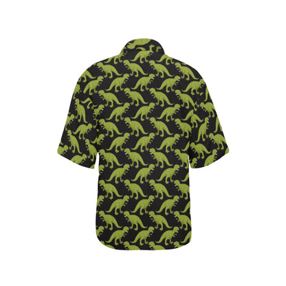 T Rex Pattern Print Design A02 Women's Hawaiian Shirt