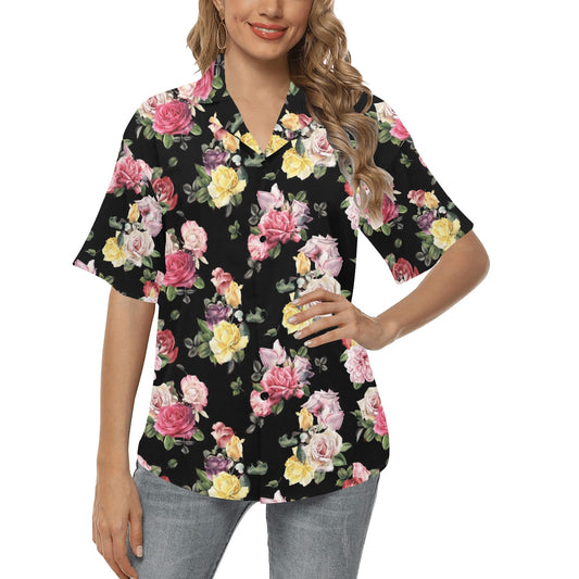 Rose Pattern Print Design RO010 Women's Hawaiian Shirt