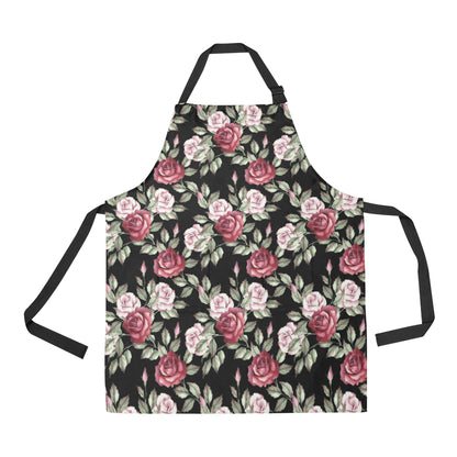 Rose Red Pink Pattern Print Design RO03 Apron with Pocket