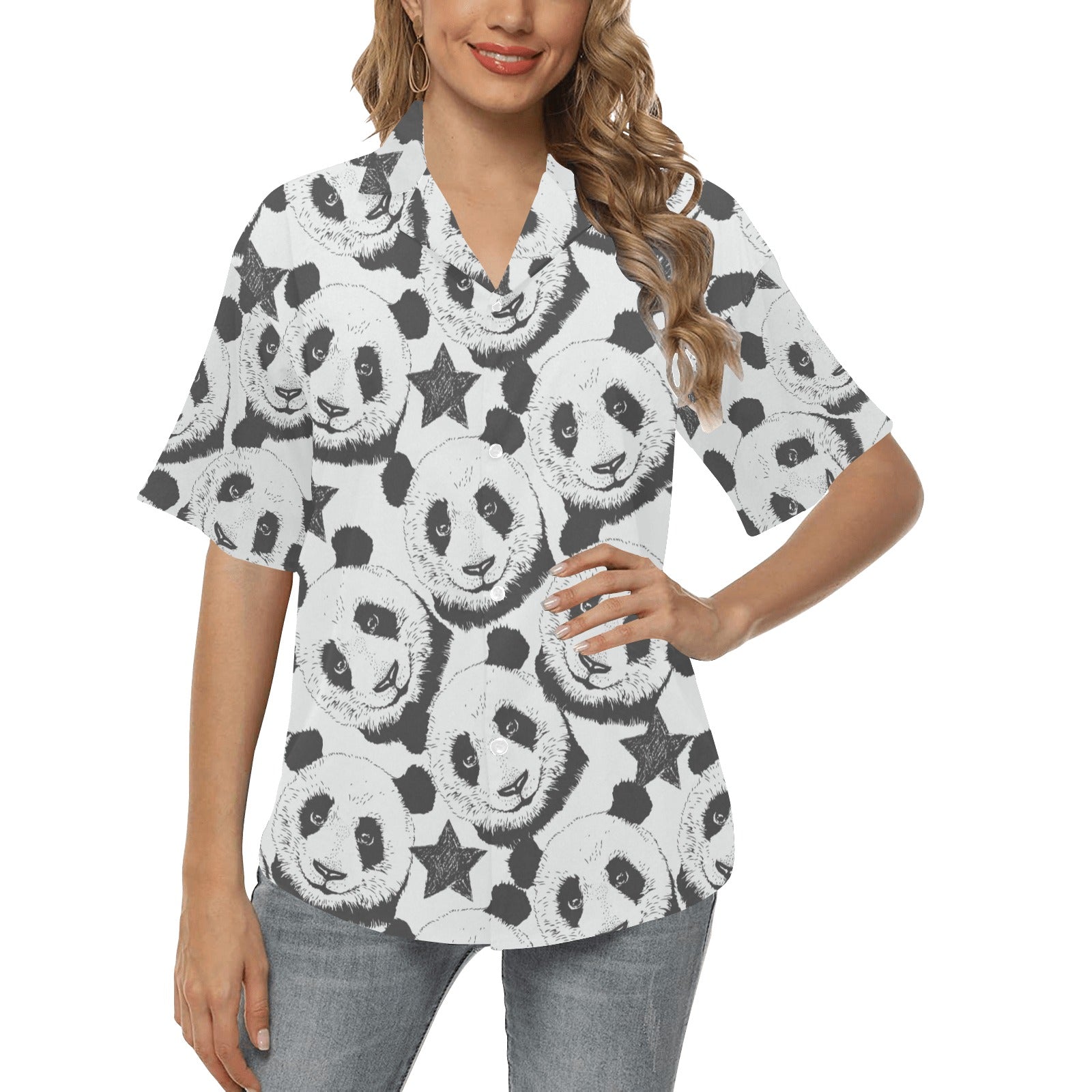 Panda Pattern Print Design A02 Women's Hawaiian Shirt