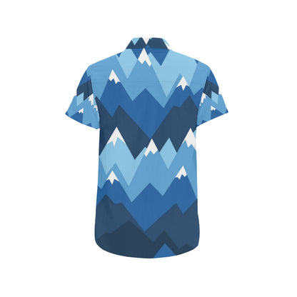 Mountain Pattern Print Design 04 Men's Short Sleeve Button Up Shirt