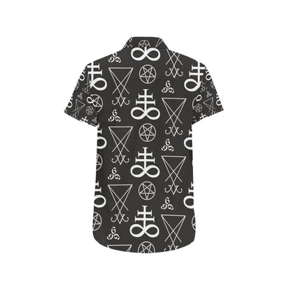 Pentagram Pattern Print Design A04 Men's Short Sleeve Button Up Shirt