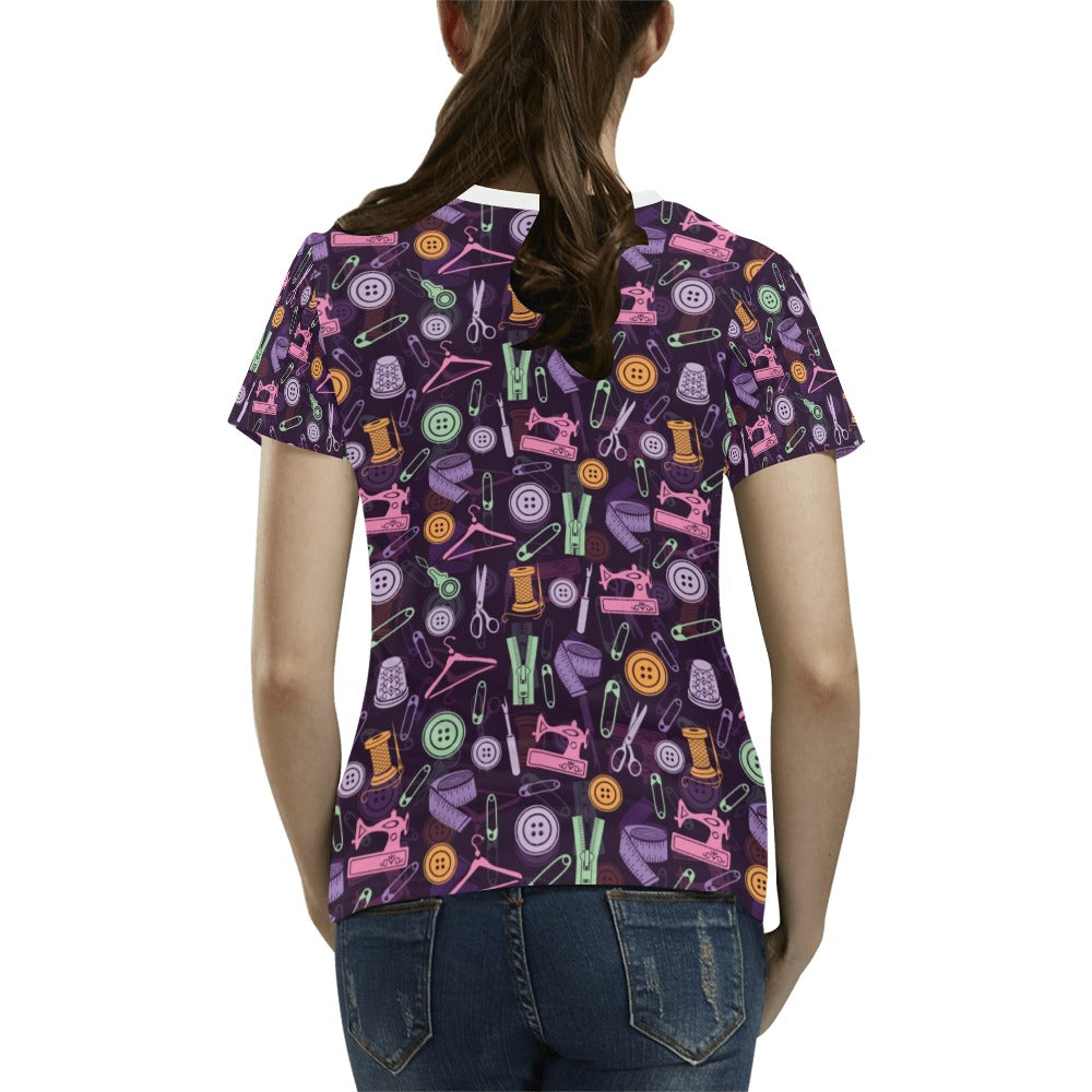 Sewing Equipment Print Design LKS306 Women's  T-shirt