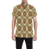 Calendar Aztec Themed Print Pattern Men's Short Sleeve Button Up Shirt