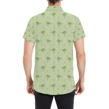 Budgerigar Pattern Print Design 02 Men's Short Sleeve Button Up Shirt