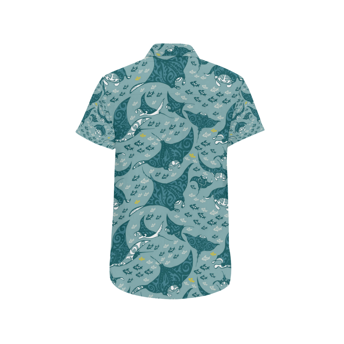 Manta Ray Tribal Pattern Print Design 03 Men's Short Sleeve Button Up Shirt
