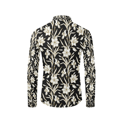 Daffodils Pattern Print Design DF06 Men's Long Sleeve Shirt