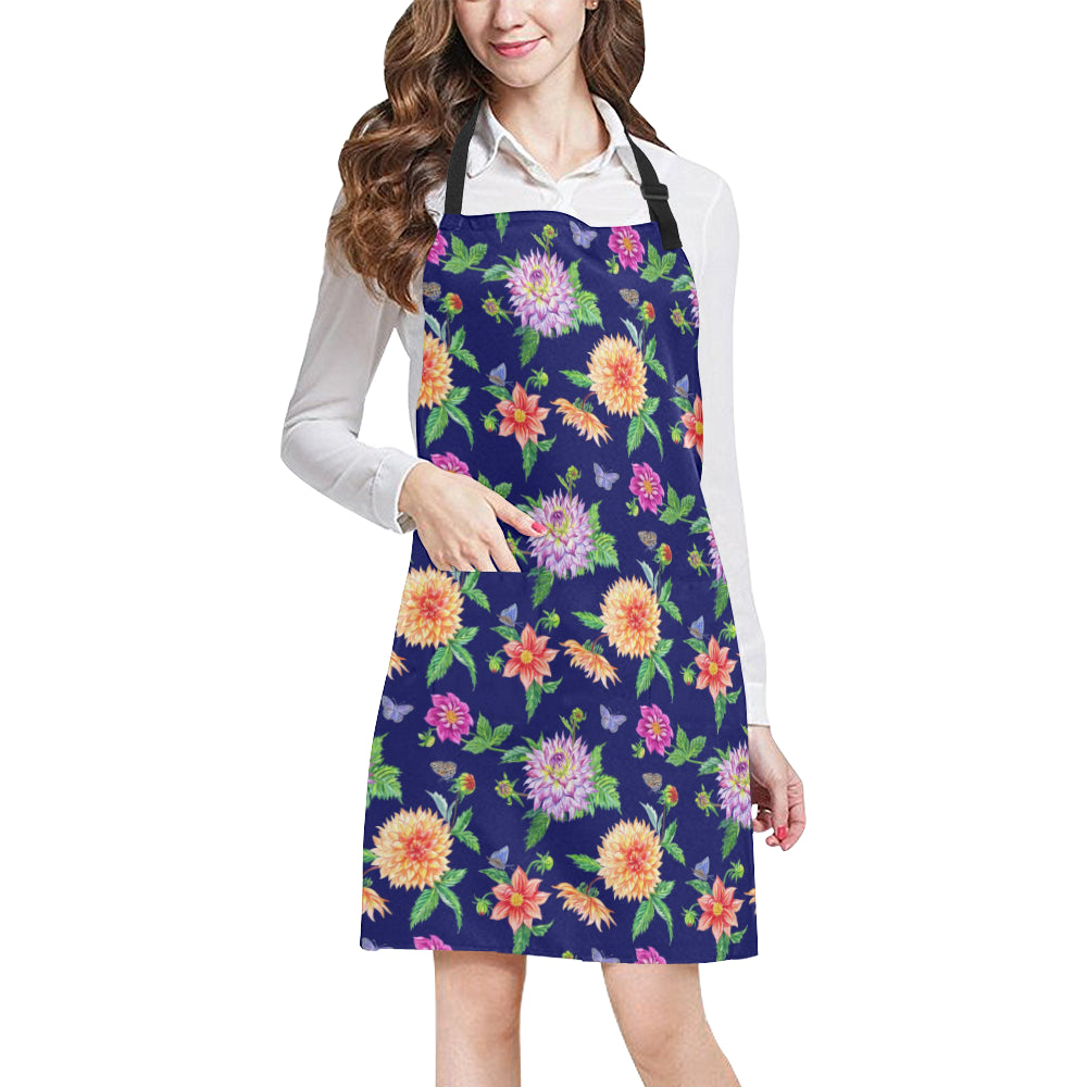 Dahlia Pattern Print Design DH010 Apron with Pocket