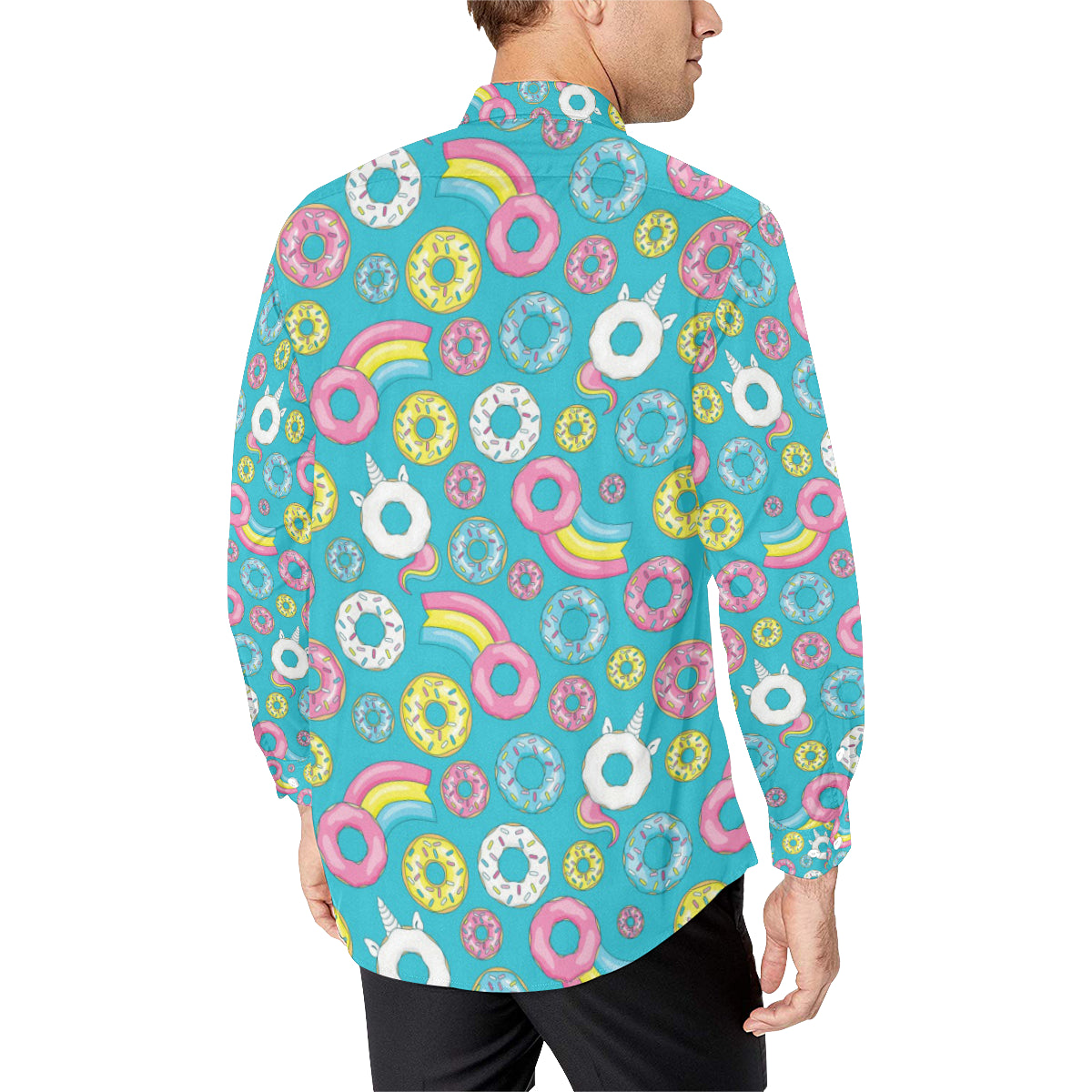 Donut Pattern Print Design DN013 Men's Long Sleeve Shirt