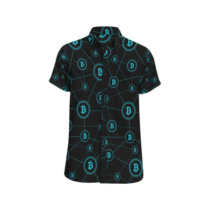 Cryptocurrency Pattern Print Design 01 Men's Short Sleeve Button Up Shirt