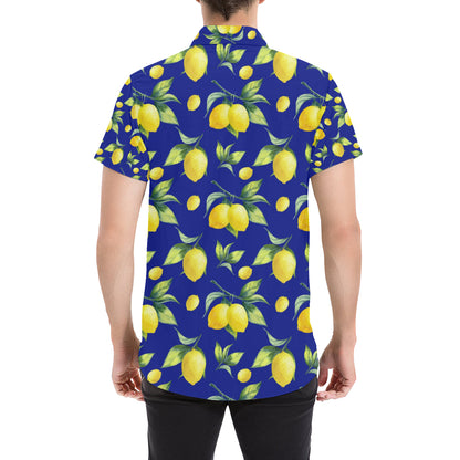 Lemon Pattern Print Design LM06 Men's Short Sleeve Button Up Shirt