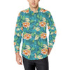 Plumeria Tropical Flower Design Print Men's Long Sleeve Shirt