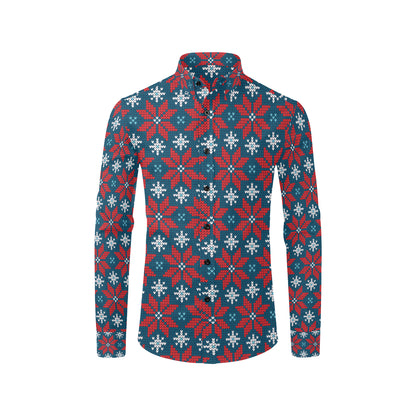 Poinsettia Pattern Print Design A02 Men's Long Sleeve Shirt