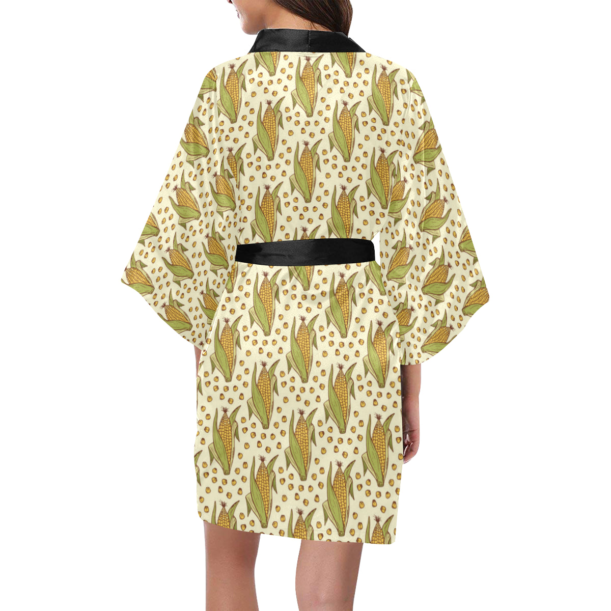 Corn Pattern Print Design 01 Women's Short Kimono